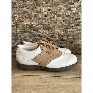 Nike 971012 Airliner White w/ Tan Saddle Lace-Up Golf Cleat Shoes Women's Sz 7